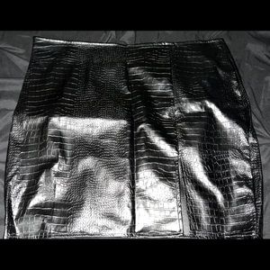 Black leather shirt with zipper on the side